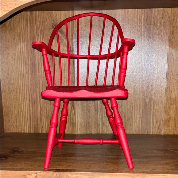 Set of 3 Miniature doll, Red and Burgandy painted Wooden Chairs, 3rd chair sold - Picture 5 of 10